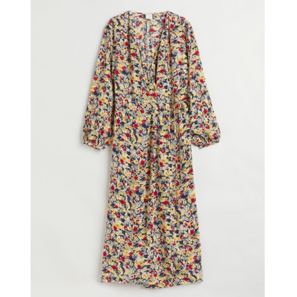 Floral Long Sleeve Wrap Front Dress NWT